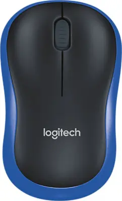 Мышь Logitech M186 черный/синий оптическая (1000dpi) беспроводная USB2.0 для ноутбука (2but)