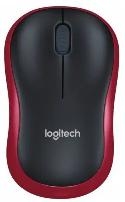 Мышь Logitech M186 черный/красный оптическая (1000dpi) беспроводная USB2.0 для ноутбука (2but)