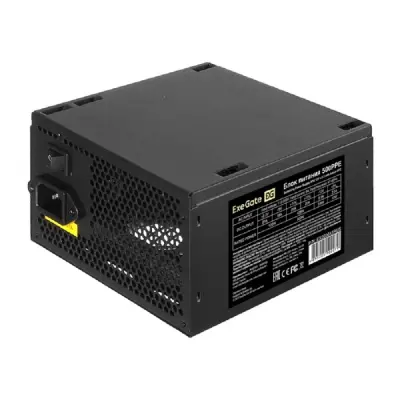 Блок питания 500W ExeGate 500PPE (ATX, APFC, PC, КПД 80% (80 PLUS), 12cm fan, 24pin, 2x(4+4)pin, 2xPCI-E, 5xSATA, 3xIDE, black, кабель 220V в комплекте)