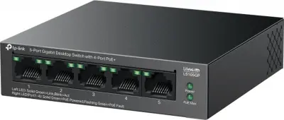 Коммутатор TP-Link LS105GP (L2) 5x1Гбит/с 4PoE 65W неуправляемый