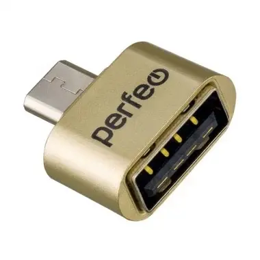 Perfeo adapter USB на micro USB c OTG (PF-VI-O011 Gold) золотой [PF_B4999]