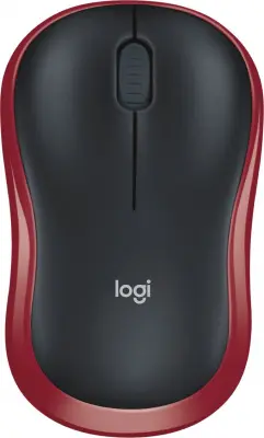 Мышь Logitech M185 черный/красный оптическая (1000dpi) беспроводная USB1.1 для ноутбука (2but)