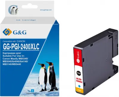 Картридж струйный G&G GG-PGI-2400XLC PGI-2400XL C голубой (20.4мл) для Canon Maxify iB4040/iB4140/МВ5040/MB5140/МВ5340/MB5440