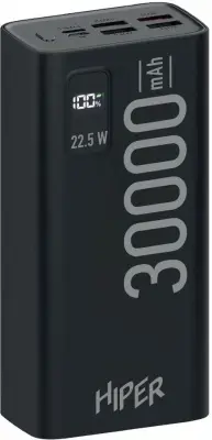 Мобильный аккумулятор Hiper EP 30000 30000mAh QC/PD 3A черный (EP 30000 BLACK)