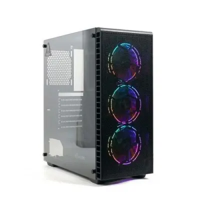 Powercase Корпус Attica Mesh S3 ARGB, Tempered Glass, 3х 120mm ARGB fan, fans controller & remote, черный, E-ATX  (CAMSB-A3)