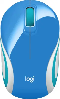 Мышь Logitech M187 голубой оптическая (1000dpi) беспроводная USB для ноутбука (2but)