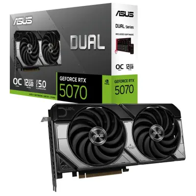 Видеокарта ASUS RTX5070 DUAL OC 12GB GDDR7 192bit 3xDP HDMI 2FAN RTL [DUAL-RTX5070-O12G]
