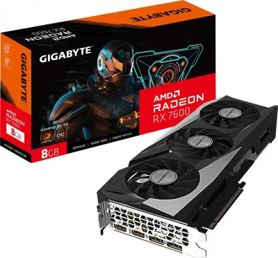 Видеокарта Gigabyte PCI-E 4.0 GV-R76GAMING OC-8GD AMD Radeon RX 7600 8192Mb 128 GDDR6 2355/18000 HDMIx2 DPx2 HDCP Ret