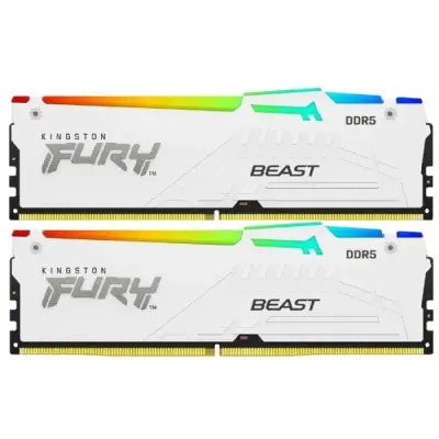 Память оперативная/ Kingston 32GB 5200MT/s DDR5 CL36 DIMM (Kit of 2) FURY Beast White RGB EXPO