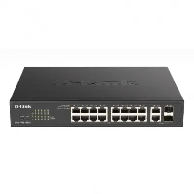 D-Link DGS-1100-18PV2/A3A Настраиваемый L2 коммутатор с 16 портами 10/100/1000Base-T и 2 комбо-портами 1000Base-T/SFP (16 портов PoE 802.3af/at, PoE-бюджет 130 Вт)