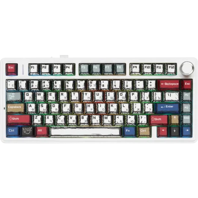Игровая клавиатура/ Беспроводная механическая клавиатура AULA F75 Comic Keycap зеленые Reaper свитчи (Bluetooth, 2.4 Гц)