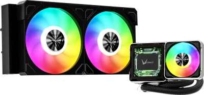 Система водяного охлаждения Formula V Line Cryo Wing Digi 240 BK, 240mm, LCD 2.73", 2x120mm, ARGB fans, LGA115X/1200/1700/1851/1366/2011/2066, AM3/AM4/AM5/Ryzen3/Ryzen5/Ryzen7/Threadripper/RT4