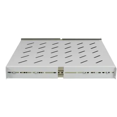 Exegate EX300304RUS Полка выдвижная 19" ExeGate ECSS-FS800-G (перфорированная, глубина 475мм, крепление 19" 1U, для напольных шкафов и стоек глубиной 800мм/1000мм, нагрузка до 40кг, цвет светло-серый