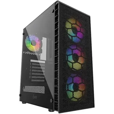 Powercase Mistral Z4C Mesh ARGB, Tempered Glass, 4x 120mm ARGB fan, fans controller & remote, black, ATX  (CMIZ4C-A4)