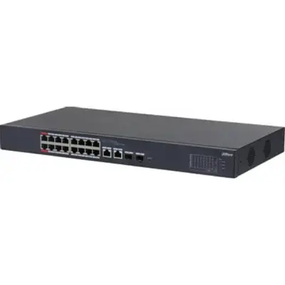 DAHUA DH-CS4218-16ET-135-V2 16-портовый PoE коммутатор управляемый 16 RJ45 10/100Мбит/с (PoE/PoE+/Hi-PoE/IEEE 802.3bt), 2 SFP/RJ45 10/100/1000Мбит/с (uplink); мощность PoE: порты 1~2 до 90Вт, порты