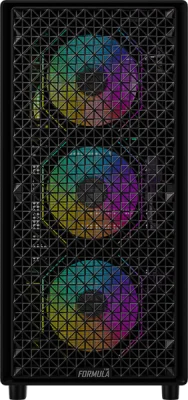 Корпус Formula V Line MANA Dynamic Black AR, ATX, TYPE-C*1, USB3.0*2, FRONT 3x120mm ARGB, REAR 1x120mm ARGB