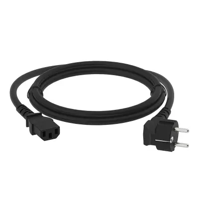 GCR PRO Кабель питания черный, 0.5m, евровилка угловая Schuko - С13, 3*0,75mm, медь