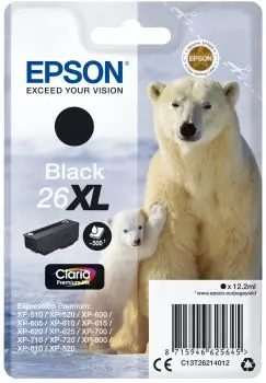 Картридж струйный Epson T2621 C13T26214012 черный (500стр.) (12.2мл) для Epson XP-600/700/800