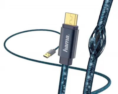 Кабель Hama Glitter 00183204 USB (m)-micro USB (m) 1.5м синий