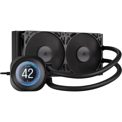 Система жидкостного охлаждения/ Water Cooling System Corsair NAUTILUS 240 RS LCD (240mm, Black/ Fans: 2x120mm, 72.8CFM, 36dBA, 2100RPM/ S: 1851, 1700, AM5, AM4)