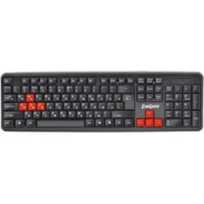 Exegate EX264080RUS Клавиатура Exegate LY-403, <USB, черная, 105кл, Enter большой, 8 красных клавиш> Color box