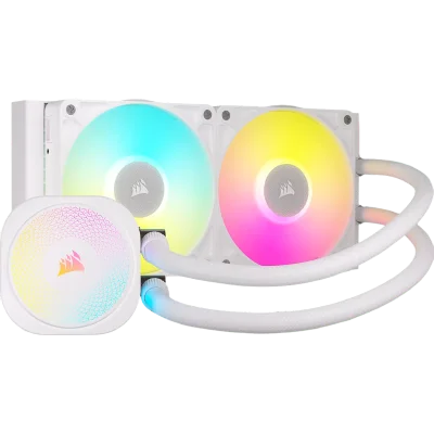 Система жидкостного охлаждения/ Water Cooling System Corsair iCUE LINK TITAN 240 RX RGB (240mm, White, RGB/ Fans: 2x120mm, 73.5CFM, 36dBA, 2100RPM/ S: 1851, 1700, AM5, AM4)