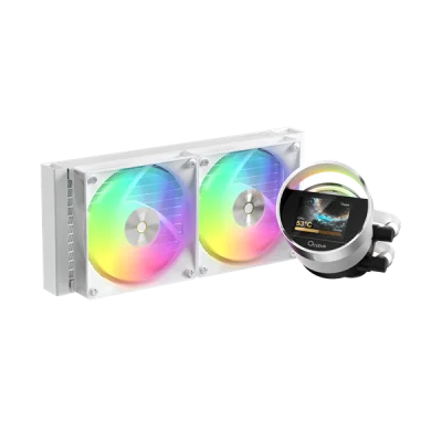 Система водяного охлаждения Ocypus Sigma L24 WH ARGB, 240mm, LCD Pump 2.4", 2x120mm ARGB fans, LGA115X/1200/1700/18XX, AM4/AM5