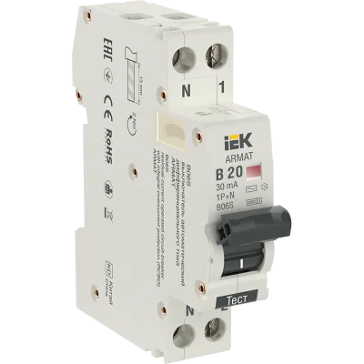 ARMAT АВДТ B06S 1P+NP B20 30мА тип AC (18мм) IEK