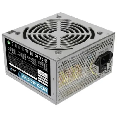Aerocool 400W Retail ECO-400W ATX v2.3 Haswell, fan 12cm, 400mm cable, power cord, 20+4P, 12V 4P, 1x PCI-E 6P, 2x SATA, 2x PATA, 1x FDD (замена 11083239)
