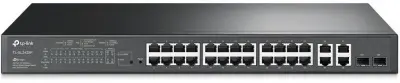 Коммутатор TP-Link SL2428P (L2) 24x100Мбит/с 4x1Гбит/с 2xКомбо(1000BASE-T/SFP) 24PoE+ 250W управляемый