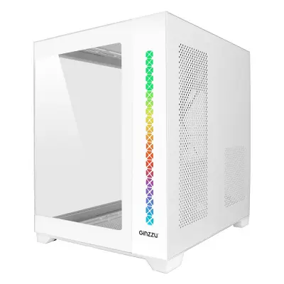 Ginzzu V420 RGB подсветка, закаленное стекло 1*USB 3.0,1*USB 2.0, AU Белый mATX