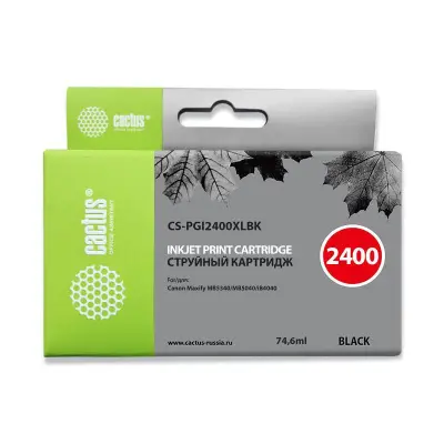 -/ Картридж струйный Cactus CS-PGI2400XLBK черный (74.6мл) для Canon MAXIFY iB4040/ МВ5040/ МВ5340