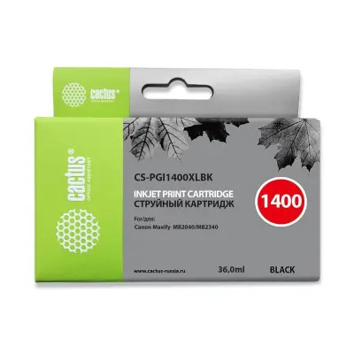 -/ Картридж струйный Cactus CS-PGI1400XLBK черный (36мл) для Canon MB2050/MB2350/MB2040/MB2340