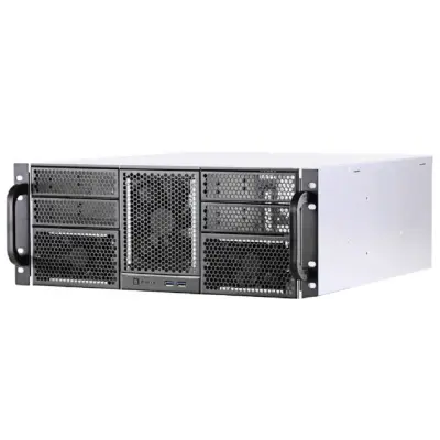 Procase Корпус 4U server case,4x5.25+11HDD,черный,без блока питания,глубина 550мм,MB CEB 12"x10,5", панель вентиляторов 3*120x25 PWM [RE411-D4H11-FC-55]