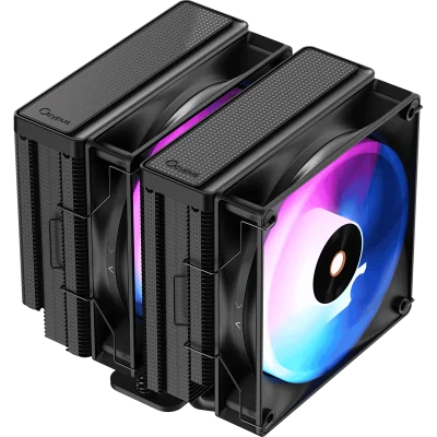 Кулер для процессора/ CPU Cooler Ocypus Delta A62 BK ARGB (260W, 4-pin PWM, 156mm, Al/Cu, 6x6mm, ARGB, 2x120mm, 73CFM, 29dBA, 2000RPM, S: 1851/1700/1200/115X, AM5/AM4, black)