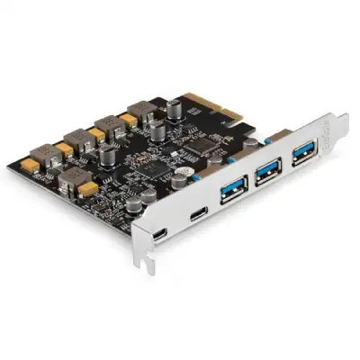 Exegate EX298301RUS Контроллер ExeGate EXE-313-3A2C (PCI-E x4 v3.0, USB3.2 Gen2 3xType-A + 2xType-C ext., SuperSpeed+ скорость до 10 Гбит/с, разъем доп.питания, ASMedia Chipset ASM3142)