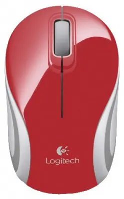 Мышь Logitech Mini M187 красный оптическая (1000dpi) беспроводная USB для ноутбука (2but)