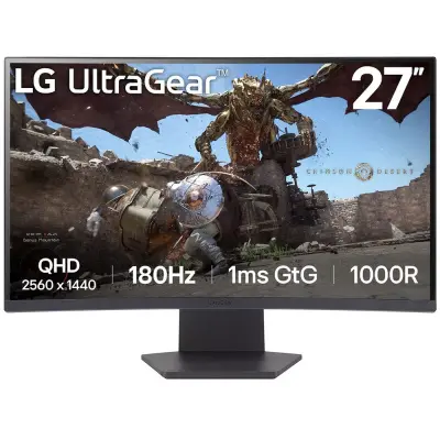Монитор 27" LG 27GS60QC-B Curved VA, 2560x1440, 180Hz, 1ms, 300сd/m, 3000:1, HDR10 | 2xHDMI(2.0), DP(1.4) | HAS, Swivel, ExPSU, Vesa 100, Black