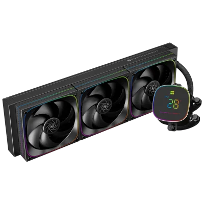 Система жидкостного охлаждения/ Water Cooling System Thermalright Frozen Horizon 360 Digital (360mm, LED temp., Black, ARGB/ Fans: 3x120mm, 68.9CFM, 28.2dBA, 2000RPM/ Pump height 53.2mm, Rad thickness 27mm/ S: 1700, 1200, 1851, 115X, AM5, AM4)