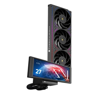Водяное охлаждение для процессора/ Water Cooling System Thermalright Trofeo Vision 360 (360mm, LED, Black, ARGB/ Fans: 3x120mm, 69CFM, 27dBA, 2150RPM/ Pump height 102mm, 6400RPM, Rad thickness 27mm/ S: 1700, 1200, 1851, 115X, 2011, 2066, AM5, AM4)