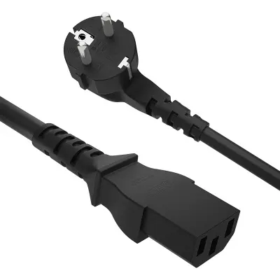 GCR PRO Кабель питания черный, 1.0m, евровилка угловая Schuko - С13, 3*0,75mm, медь