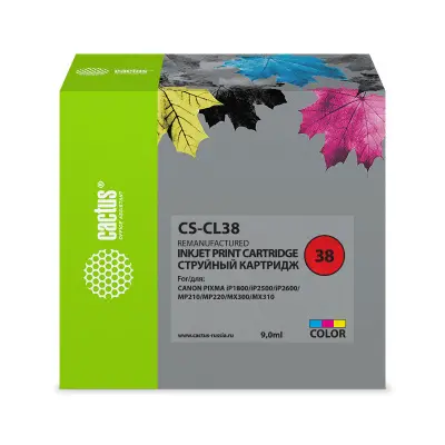 -/ Картридж струйный Cactus CS-CL38 многоцветный (9мл) для Canon Pixma iP1800/iP1900/iP2500/iP2600/MP14