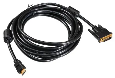 Кабель Buro HDMI (m) DVI-D (m) 5м (HDMI-19M-DVI-D-5M) феррит.кольца черный