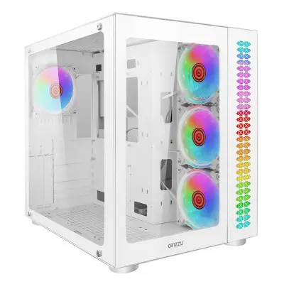 Ginzzu V570 RGB подсветка, контроллер CRC10, 4* 12RW6 FAN 12CM RGB, закаленное стекло 1*USB 3.0,1*USB 2.0, AU Белый ATX