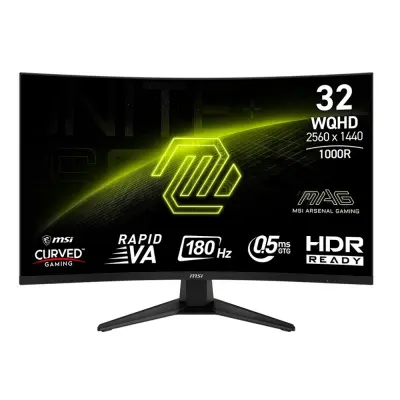 MSI 31.5" MAG 325CQF {VA 2560x1440 Curved 180Hz 1ms 300cd 2xHDMI DisplayPort USB-C(15W) Tilt VESA} [9S6-3DC11H-085]