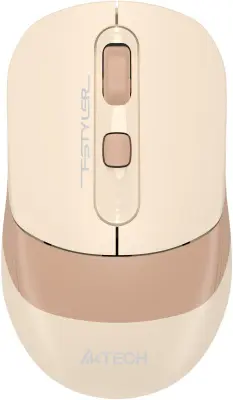 Мышь A4Tech Fstyler FG10CS Air бежевый/коричневый оптическая (2000dpi) silent беспроводная USB для ноутбука (4but)
