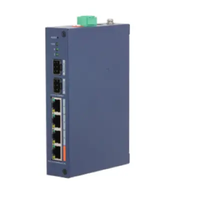 DAHUA DH-CHS4206-4ET-60 4-портовый PoE облачный коммутатор; 4xRJ45 100M (PoE/PoE+/Hi-PoE), 2xSFP 1G (uplink); суммарно до 60Вт; PoE watchdog, до 250м; грозозащита 6кВ; IP30, IK06;