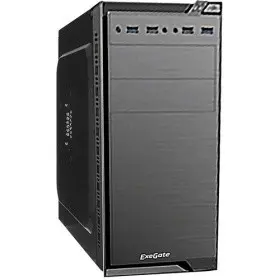 Exegate EX272744RUS Корпус Minitower Exegate QA-412U Black, mATX, <XP350, Black, 120mm>, 2*USB+2*USB3.0, Audio