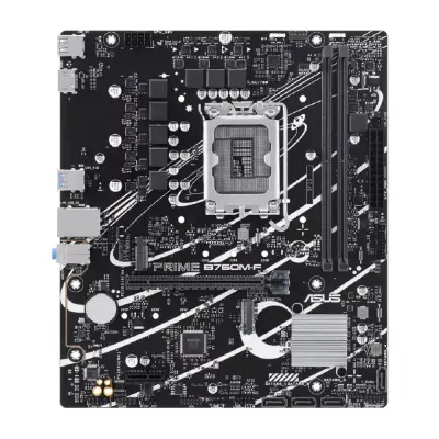 ASUS PRIME B760M-F (Socket 1700, mATX, 2xDDR5(96GB), HDMI 2.1, 1xPCIe 4.0x16/1xPCIe 4.0, 1xLAN (1GbE), 4xSATA 6Gb/s, 2xM.2, 4xUSB 3.2, 2xUSB 2.0)