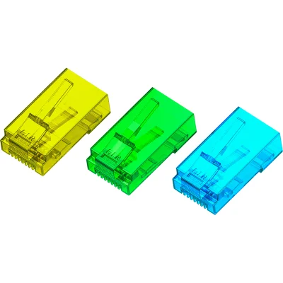 GCR Коннектор цветной RJ-45 cat.5e UTP Male, 8p8c (15 шт/3 цвета по 5шт) для многожильного кабеля